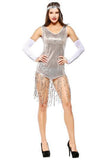BFJFY Women Halloween Costume Latin Indian Dance Sequin Tassel Dress - bfjcosplayer