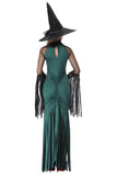 BFJFY Halloween Women's Costume Green Tassel Witch Cosplay Dress Outfit - bfjcosplayer