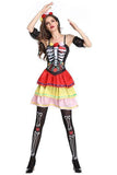 BFJFY Women Halloween Skull Ghost Bride Costumes Bride Party Dress - bfjcosplayer