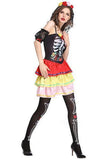 BFJFY Women Halloween Skull Ghost Bride Costumes Bride Party Dress - bfjcosplayer