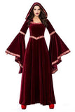 BFJFY Women's Wine Red Vampire Halloween Costume Medieval Court Retro Robe Dress - bfjcosplayer