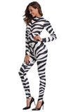 BFJFY Halloween Women¡®s Cosplay Black White Striped Cowgirl Bodysuit - bfjcosplayer