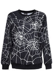 BFJFY Women Halloween Spider Net Printed Sweater Cosplay Costume - bfjcosplayer