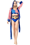BFJFY Women Females Girls Boxer Halloween Costume Usa Flag Pattern - bfjcosplayer
