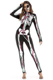 BFJFY Women's Halloween Scary Bones Skull Cosplay Jumpsuit - bfjcosplayer