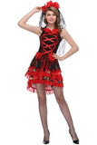 BFJFY Womens Sexy Black Red Bride Dress Halloween Dress Up Costume - bfjcosplayer