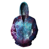 BFJmz Resplendent Starry Sky Galaxy 3D Printing Coat  Zipper Coat Leisure Sports Sweater Autumn And Winter - bfjcosplayer
