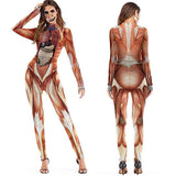 BFJFY Women's Cosplay Scary Halloween 3d Skull Viscera Blood Print Jumpsuit - bfjcosplayer