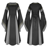 Women Medieval Long Gown Dress Victorian Cosplay Flare Halloween Costume