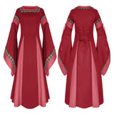 Women Medieval Long Gown Dress Victorian Cosplay Flare Halloween Costume