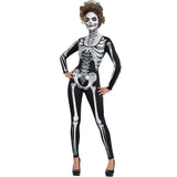 BFJFY Halloween Women Sexy Horrible Skull Pattern Ghost Cosplay Costume - bfjcosplayer