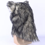 Furry Wolf Mask Movable Mouth Wolf Head Shape Protector Halloween Helmet Costumes