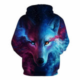 BFJmz Ice Fire Wolf 3D Printing Coat Zipper Coat Leisure Sports Sweater  Autumn And Winter - bfjcosplayer