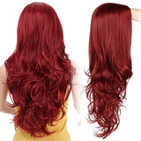 Long Wavy Red Black Pink Synthetic Wigs for Women Cosplay Party