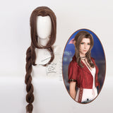 Final Fantasy Aerith Brown Cosplay Wig Halloween Props