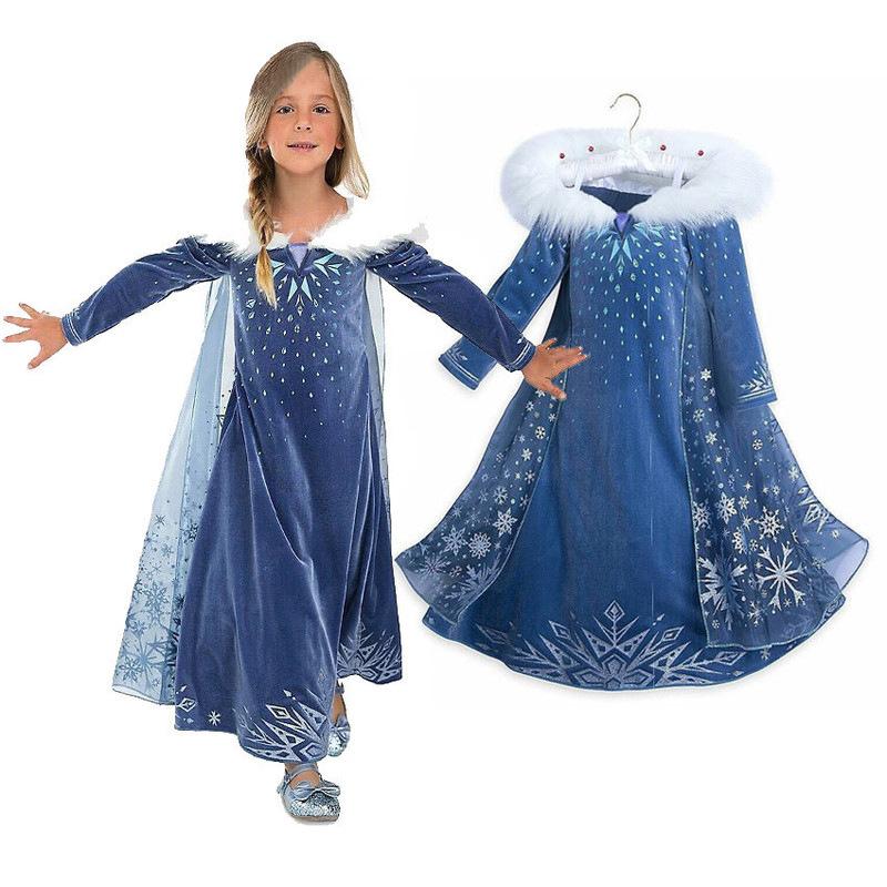 2019 new Kids Frozen Aisha dress girl Anna Princess skirt dress cosplay costume - bfjcosplayer