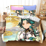 Genshin Impact Cosplay Bedding Set Duvet Cover Halloween Bed Sheets