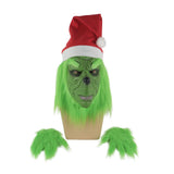 Funny Grinch Stole Christmas Latex Mask Gloves XMAS Costume Adult Party Mask Grinch Cosplay Carnival Face Masks - bfjcosplayer