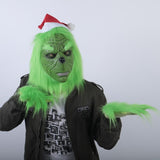 Funny Grinch Stole Christmas Latex Mask Gloves XMAS Costume Adult Party Mask Grinch Cosplay Carnival Face Masks - bfjcosplayer
