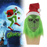 Funny Grinch Stole Christmas Latex Mask Gloves XMAS Costume Adult Party Mask Grinch Cosplay Carnival Face Masks - bfjcosplayer