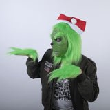 Funny Grinch Stole Christmas Latex Mask Gloves XMAS Costume Adult Party Mask Grinch Cosplay Carnival Face Masks - bfjcosplayer
