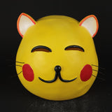 Maneki Neko Small Lucky Money Cat Gold Helmet Halloween Animal  Fancy Dress Cosplay Latex Helmet