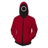 Squid Game Cosplay Red Hoodie Sweater Halloween Costume