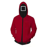 Squid Game Cosplay Red Hoodie Sweater Halloween Costume