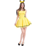 BFJFY Women Bright Yellow Pikachu Cosplay Fancy Dress Costume - bfjcosplayer