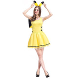 BFJFY Women Bright Yellow Pikachu Cosplay Fancy Dress Costume - bfjcosplayer