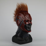 Captain Marvel Helmet Cosplay Prop Mask for Halloween Red with Yellow hair Latex Mask Halloween Cosplay Costume Prop - bfjcosplayer