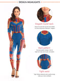 New 3D Women Girls Movie Version Captain Marvel Carol Danvers Cosplay Costume Zentai Superhero Bodysuit Suit Jumpsuits - bfjcosplayer