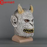 Cosermart Scary Demon Devil Horror Halloween Latex Mask With Horn Cosplay Prop Masquerade Mask Adult - bfjcosplayer